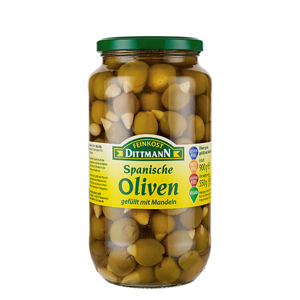 Feinkost Dittmann Oliven grün gefüllt mit Mandeln 550g