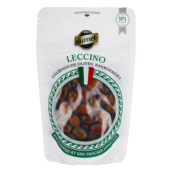 Dumet Leccino naturgereifte Oliven mit Stein 150g